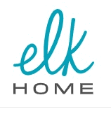 Elk Home logo featuring stylish turquoise and black text, modern and clean branding for home decor.