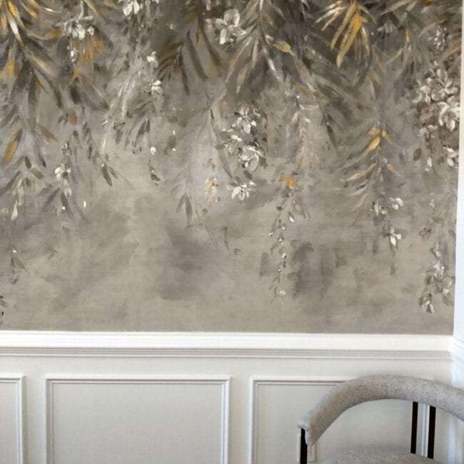 Decorative wall art with floral and botanical design, adding luxury to room decor.
