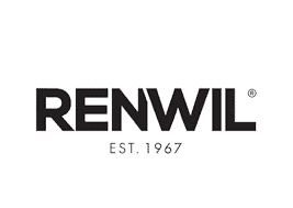 Modern black and white Renwil logo with clean design, established brand symbol.