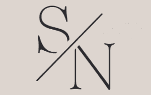 Modern logo featuring sleek typography and a diagonal line separating the initials S/N.