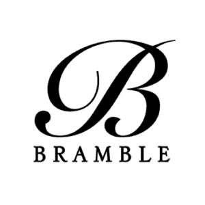Elegant black and white Bramble logo with a stylish script "B".