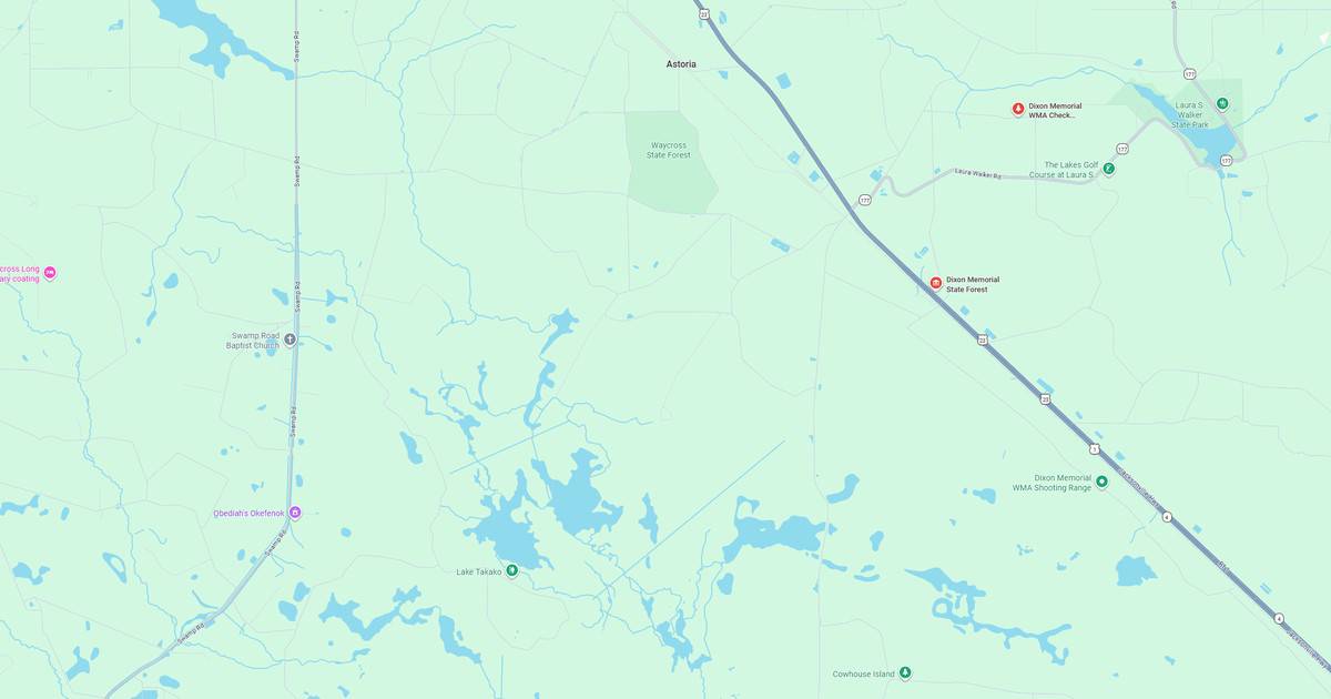 Map showing lakes, roads, and railways in a specific region.